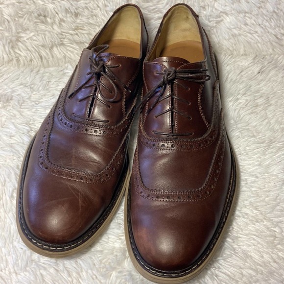 SALVATORE FERRAGAMO BROWN PLAIN TOE OXFORD LACE SHOES SIZE 11